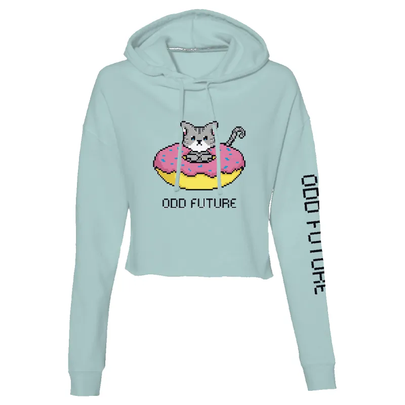8-Bit Donut Cat Crop Hoodie - Sage sold by Odd Future