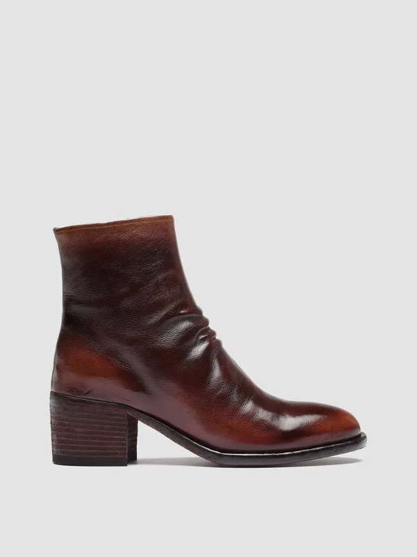 DENNER 101 - Burgundy Leather Ankle Boots sold by Officine Creative