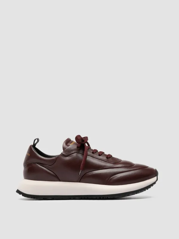 SOLSTICE 101 - Burgundy Leather Low Top Sneakers sold by Officine Creative