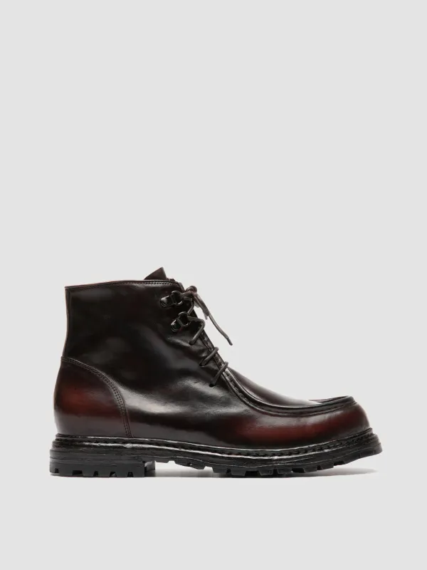 VOLCOV 010 - Dark Burgundy Leather Lace-Up Boots sold by Officine Creative