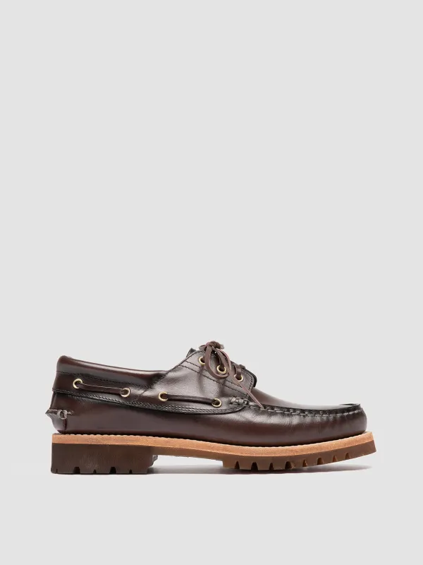 HERITAGE FLEXI 001 - Brown Leather Boat Shoes sold by Officine Creative