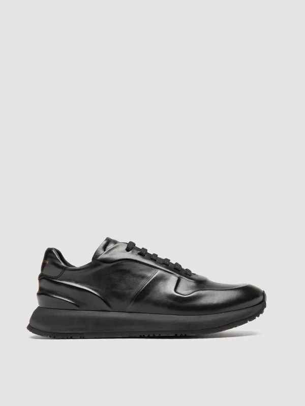 PERSPECTIVE 001 - Black Leather Low Top Sneakers sold by Officine Creative