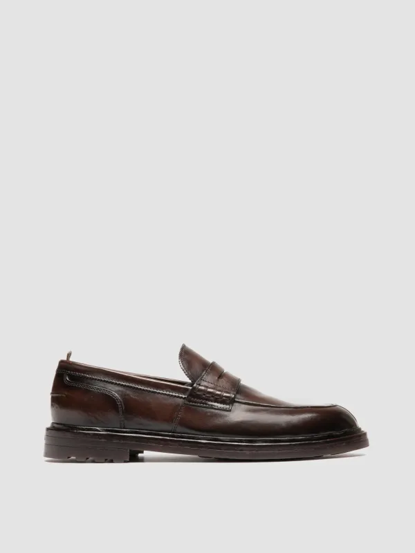 SAX FLEXI 001 - Dark Brown Leather Penny Loafers sold by Officine Creative
