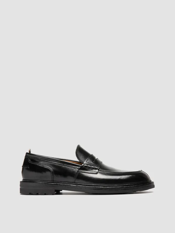 SAX FLEXI 001 - Black Leather Penny Loafers sold by Officine Creative