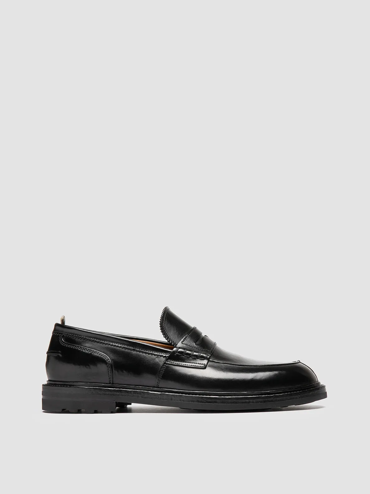 SAX FLEXI 001 - Black Leather Penny Loafers sold by Officine Creative
