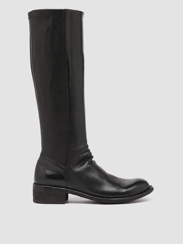 LISON 035 - Black Stretch Leather Boots made by Officine Creative