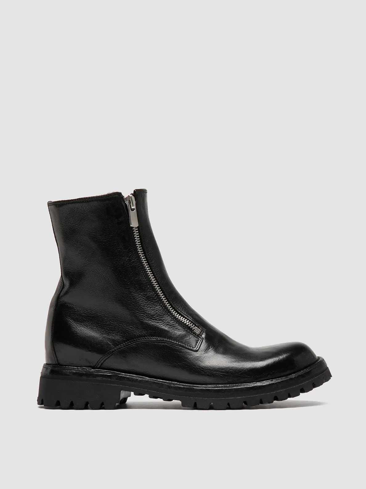 LORAINE 026 - Black Leather Zipped Boots sold by Officine Creative