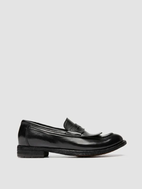 LEXIKON 158 - Black Leather Penny Loafers sold by Officine Creative