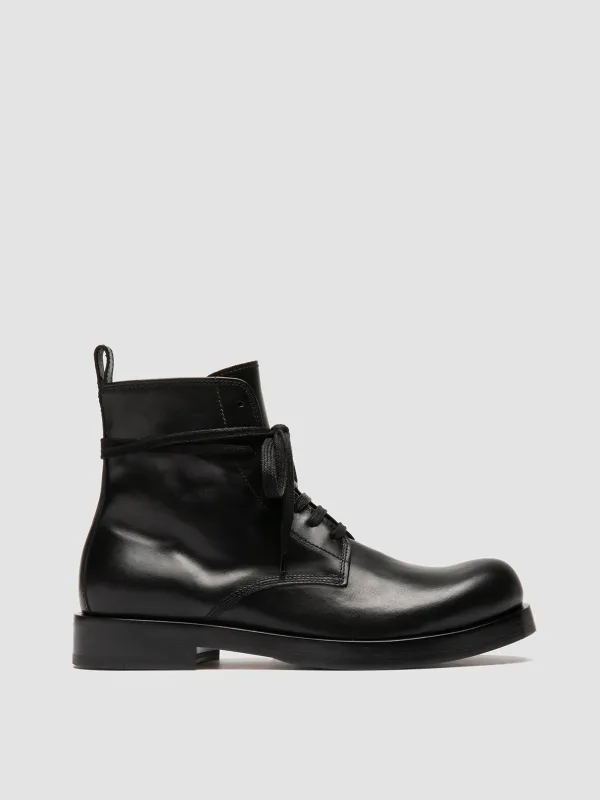 BULLA 002 - Black Leather Lace-up Boots sold by Officine Creative