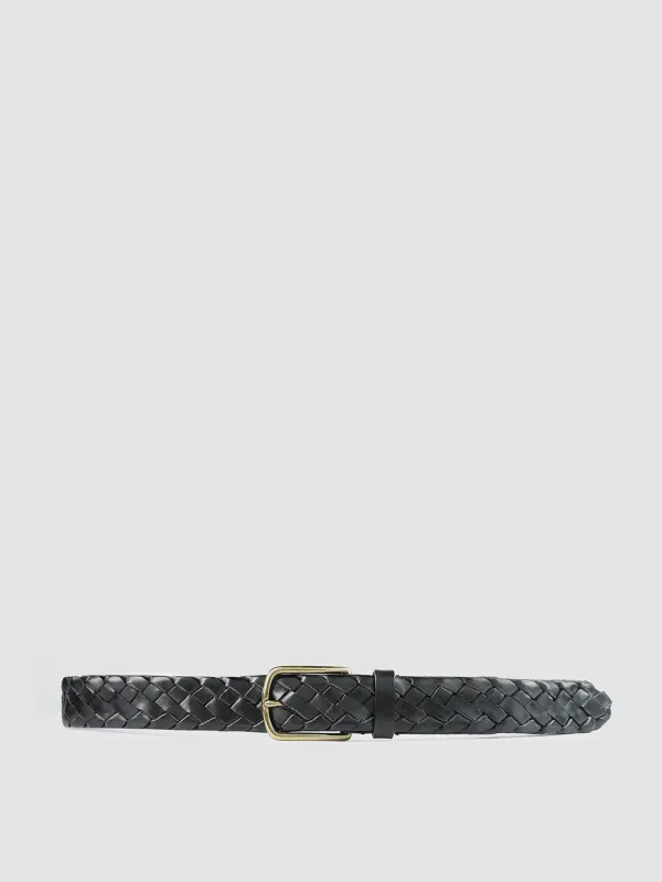 OC STRIP 21 - Black Woven Leather Belt sold by Officine Creative