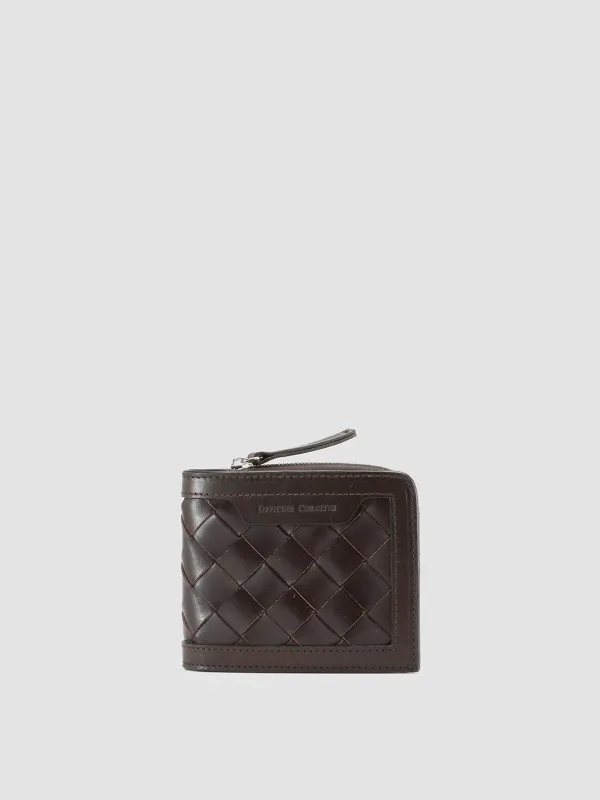 BERGE’ 104 - Brown Woven Leather Bifold Wallet made by Officine Creative