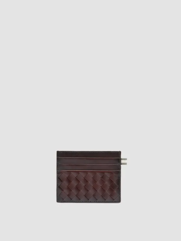BOUDIN 122 - Dark Brown Woven Leather Card Holder sold by Officine Creative