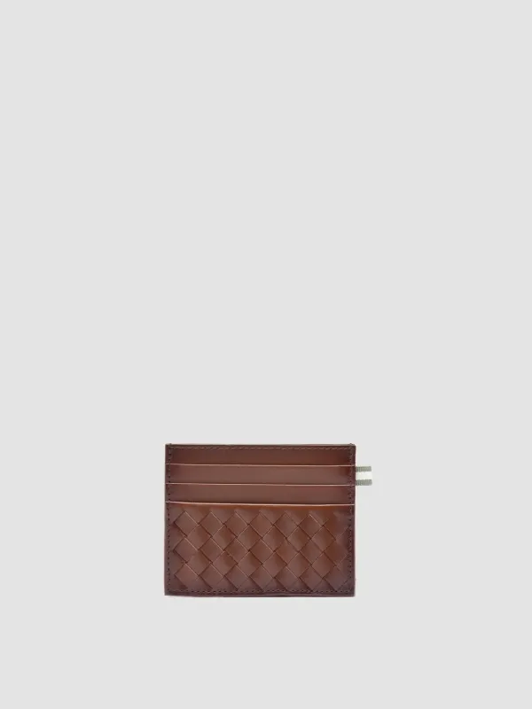 BOUDIN 122 - Light Brown Woven Leather Card Holder sold by Officine Creative
