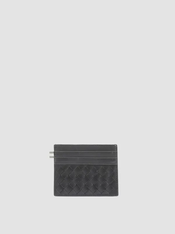 BOUDIN 122 - Black Woven Leather Card Holder sold by Officine Creative