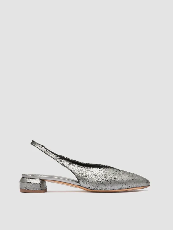 SAGE 113 - Silver Leather Slingback made by Officine Creative