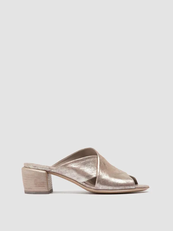 HADRY 007 - Gold Leather Slide Sandals sold by Officine Creative