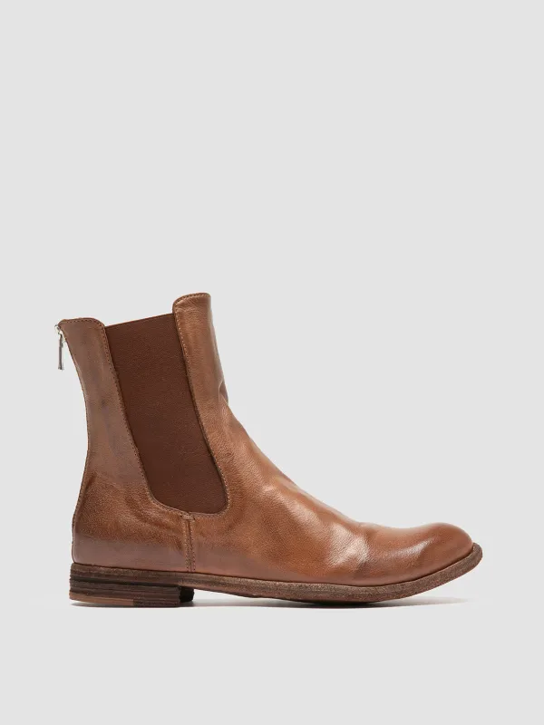 LEXIKON 551 - Light Brown Leather Zipped Boots sold by Officine Creative