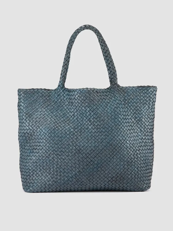 OC CLASS 35 Woven - Blue Leather Tote Bag sold by Officine Creative