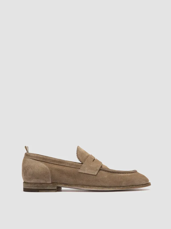 SOLITUDE 001 - Taupe Suede Penny Loafers sold by Officine Creative