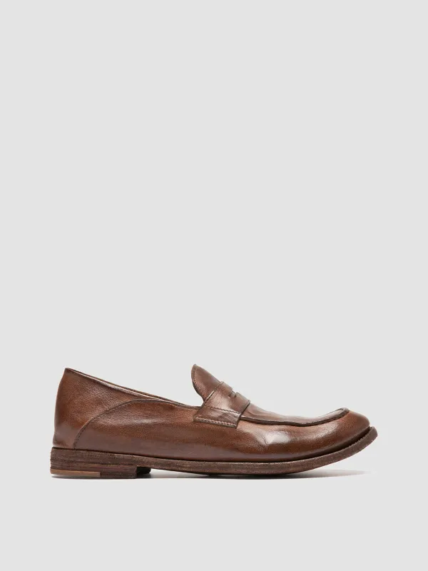 ARCHIVE 522 - Brown Leather Penny Loafers sold by Officine Creative