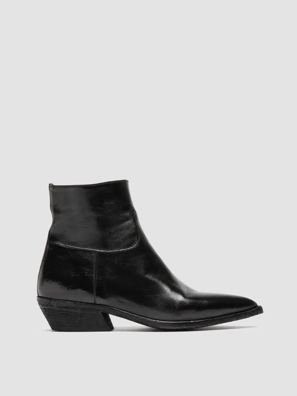 NOELIE DD 102 - Black Leather Zipped Boots sold by Officine Creative