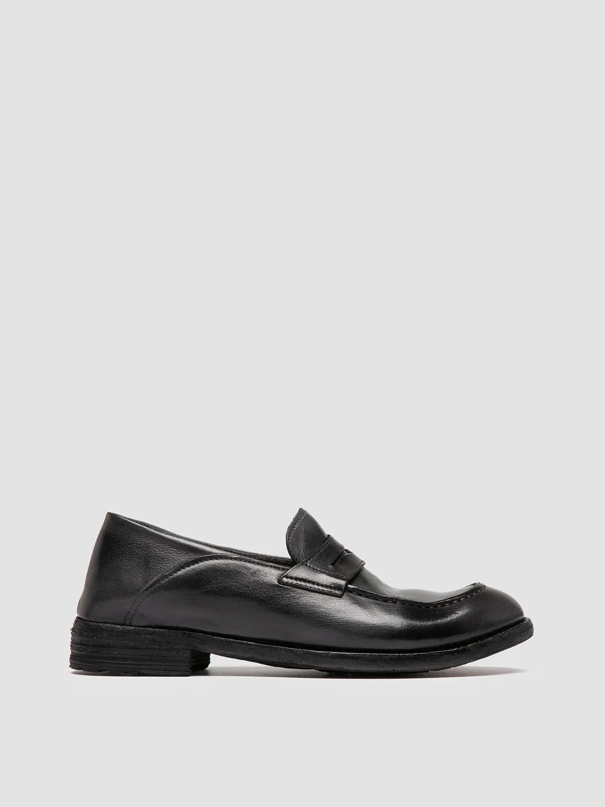 LEXIKON 140 - Dark Grey Leather Penny Loafers sold by Officine Creative