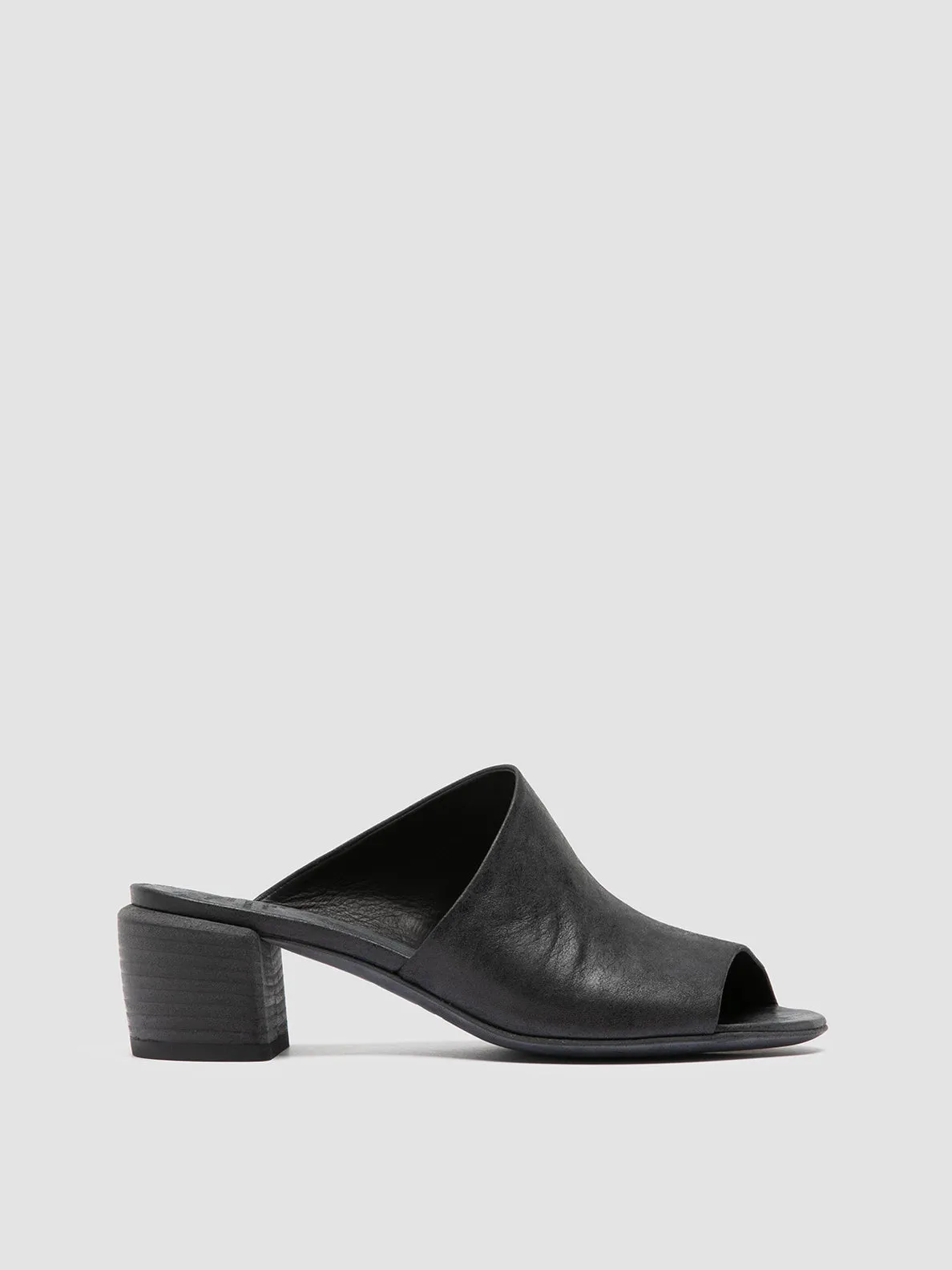 HADRY 008 - Black Leather Slide Sandals sold by Officine Creative