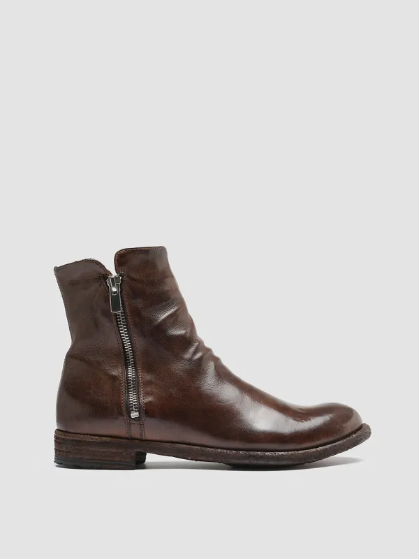 LEXIKON 097 - Brown Leather and Shearling Ankle Boots sold by Officine Creative
