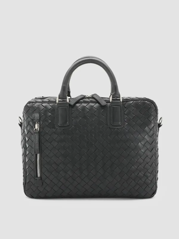 ARMOR 011 - Black Woven Woven Leather Bag sold by Officine Creative