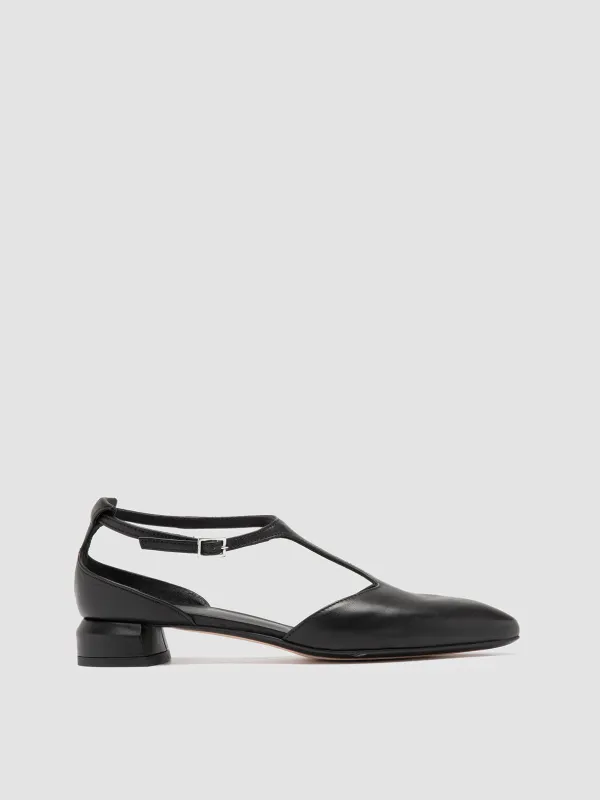 SAGE 103 - Black Leather T-Bar Shoes sold by Officine Creative