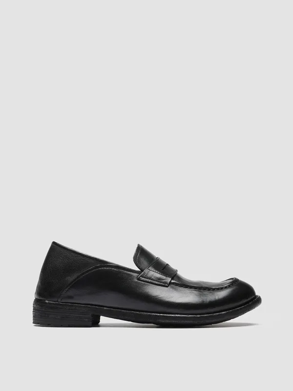 LEXIKON 140 - Black Leather Penny Loafers sold by Officine Creative
