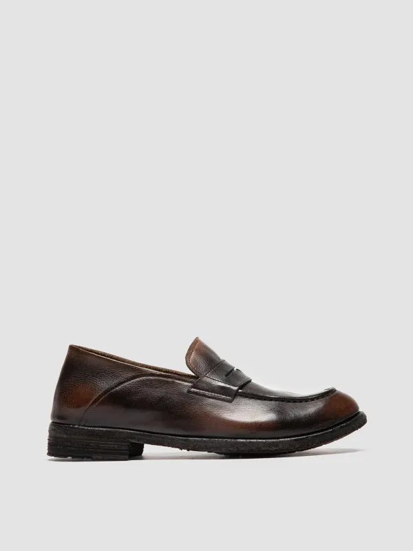 LEXIKON 140 - Coffee Leather Penny Loafers sold by Officine Creative