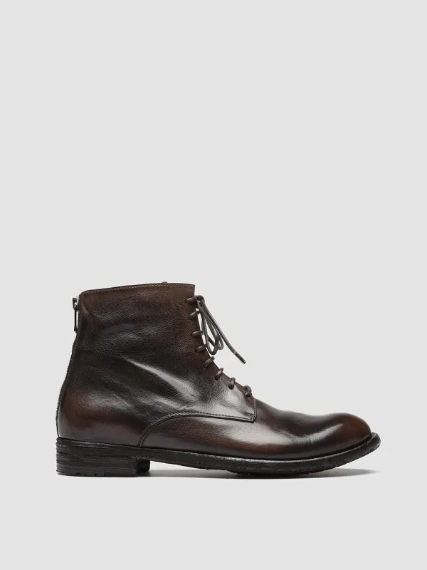LEXIKON 123 - Dark Brown Zipped Leather Ankle Boots sold by Officine Creative