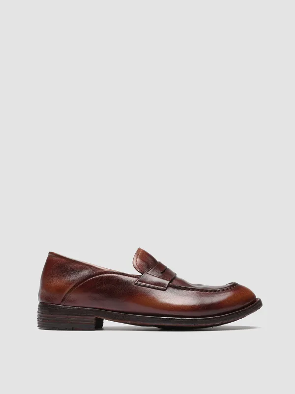 LEXIKON 140 - Burgundy Leather Penny Loafers sold by Officine Creative