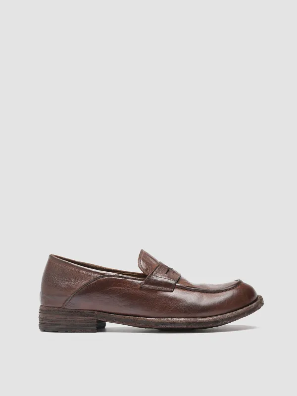 LEXIKON 140 - Brown Leather Penny Loafers sold by Officine Creative