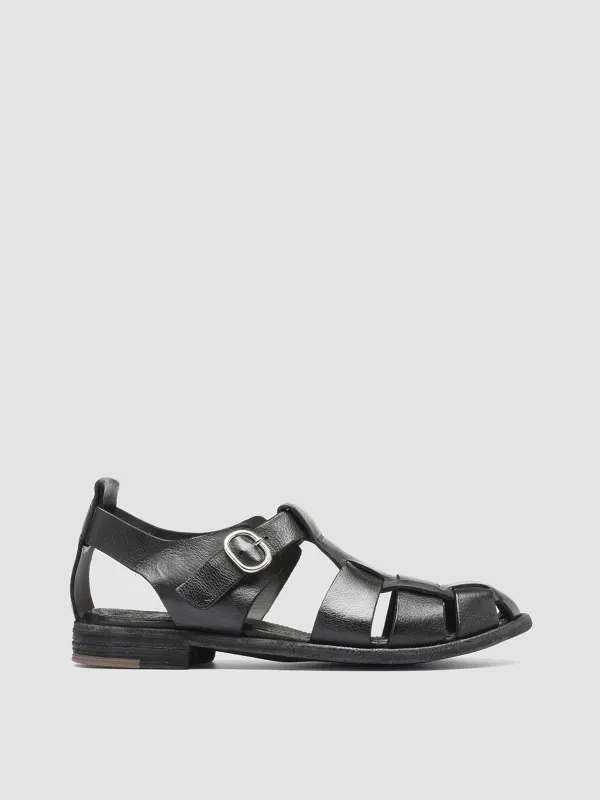 LEXIKON 536 - Black Leather Sandals sold by Officine Creative