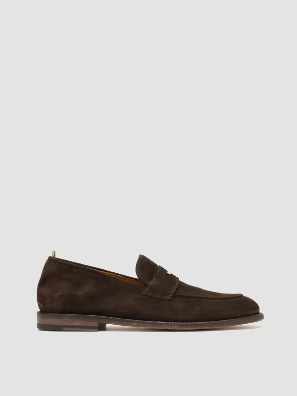 OPERA 001 - Dark Brown Suede Penny Loafers sold by Officine Creative
