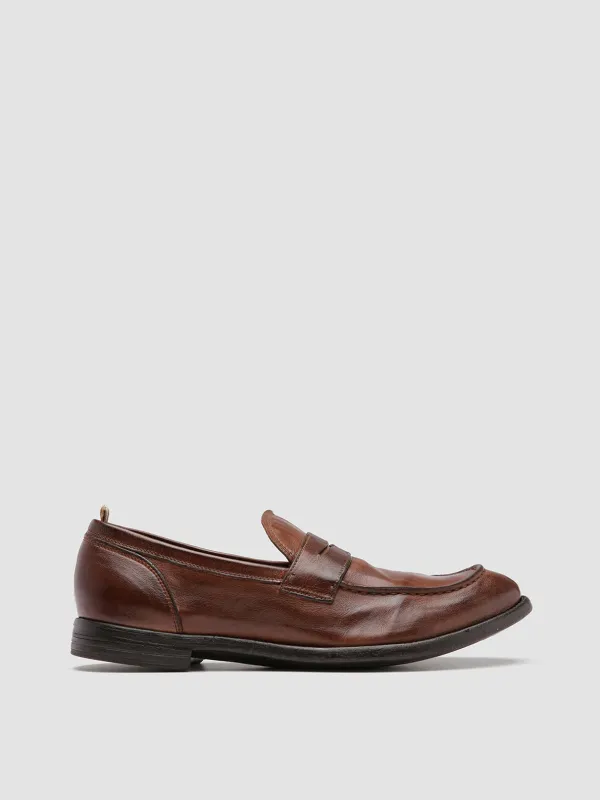 ARC 509 - Brown Leather Penny Loafers sold by Officine Creative