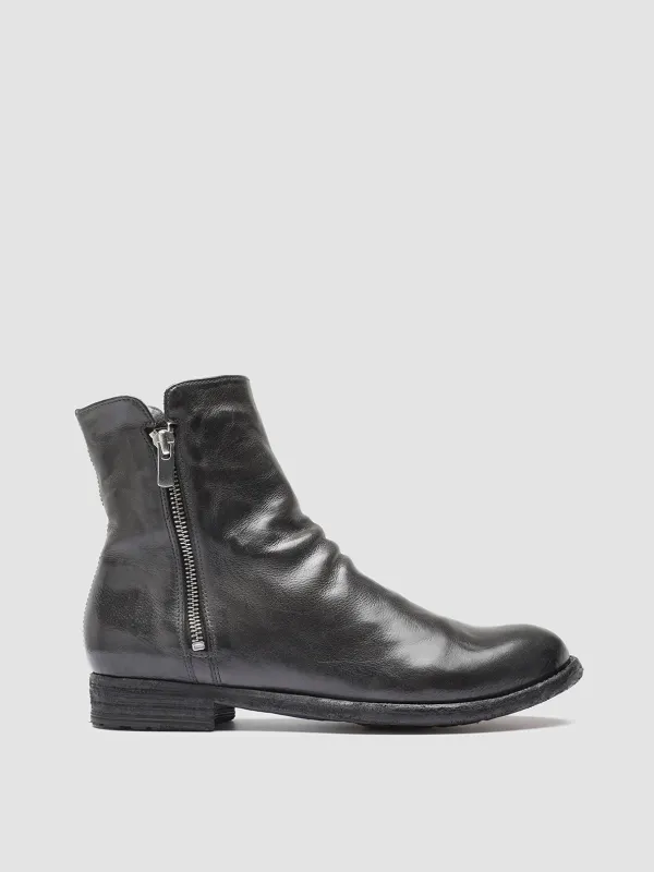 LEXIKON 097 - Gray Leather and Shearling Ankle Boots sold by Officine Creative
