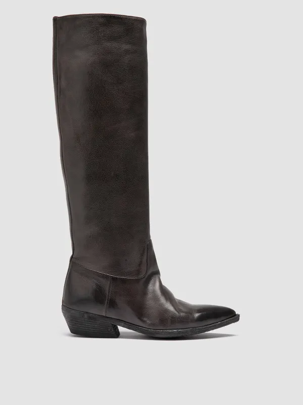 NOELIE DD 104 - Gray Leather Pull On Boots sold by Officine Creative