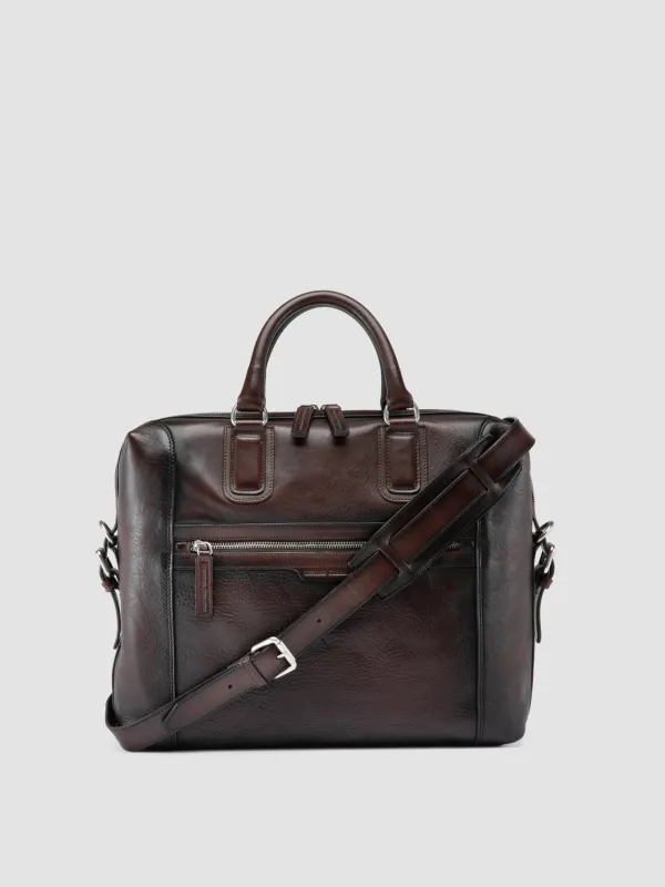 JULES 007 - Brown Leather Briefcase sold by Officine Creative