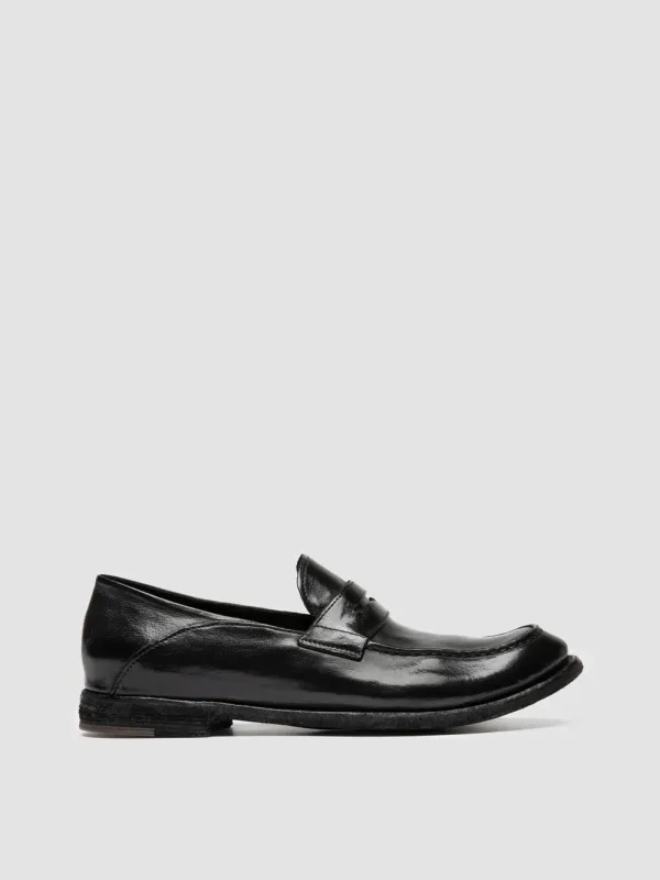 ARCHIVE 522 - Black Leather Penny Loafers made by Officine Creative