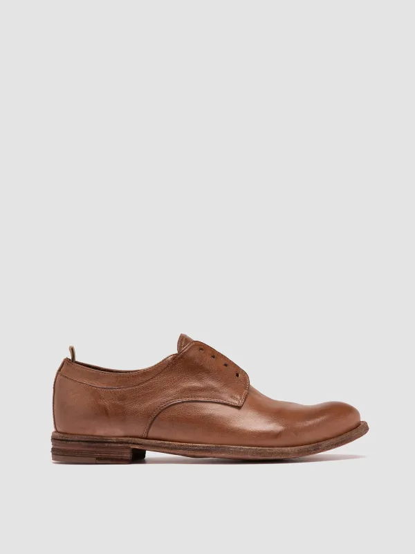 LEXIKON 501 - Light Brown Leather Derby Shoes made by Officine Creative