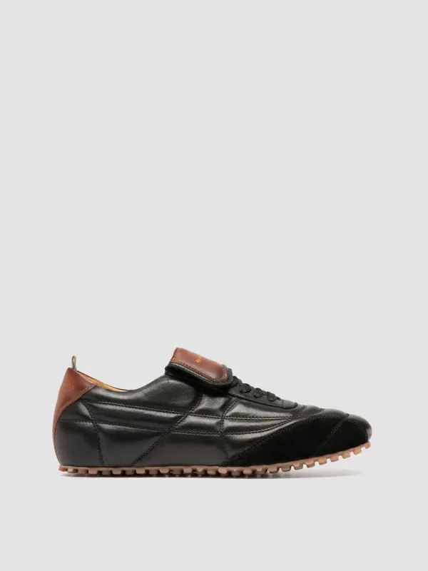 STRIKER 001 - Black Leather and Suede Low-Top Sneakers sold by Officine Creative