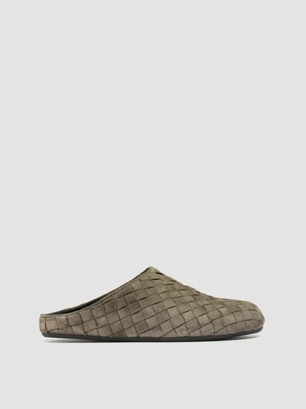 BABOUCHE 005 - Green Woven Leather Mule Sandals made by Officine Creative