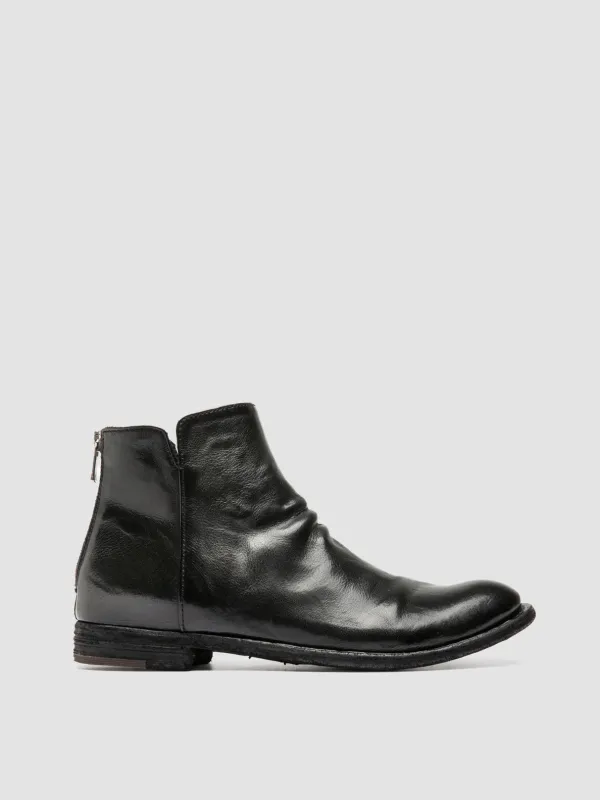 LEXIKON 555 - Black Leather Zipped Boots made by Officine Creative
