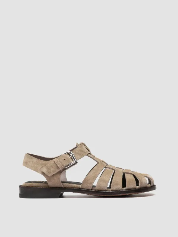 EMERALD 013 - Taupe Suede Fisherman Sandals sold by Officine Creative