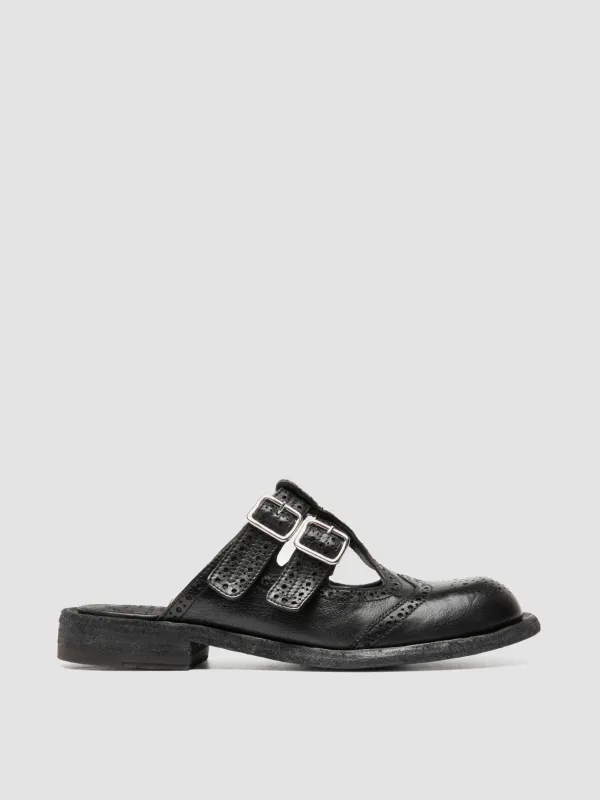 RUGGED 117 - Black Leather Mule Sandals made by Officine Creative