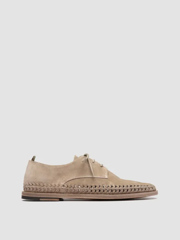 MILES 001 - Beige Suede Derby Shoes made by Officine Creative