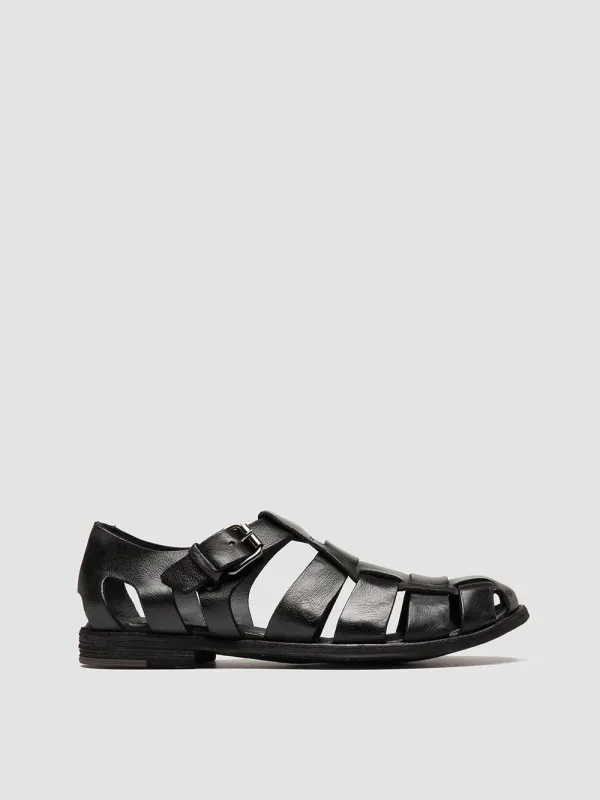 ARCHIVE 521 - Black Leather Sandals sold by Officine Creative